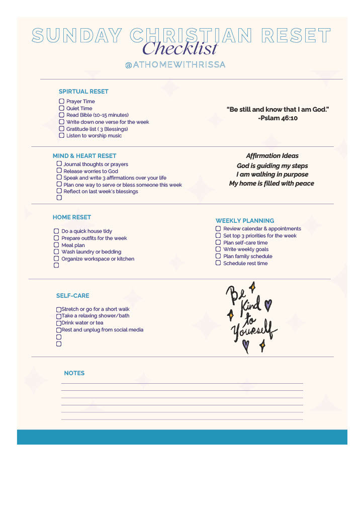 Sunday Christian Reset Checklist